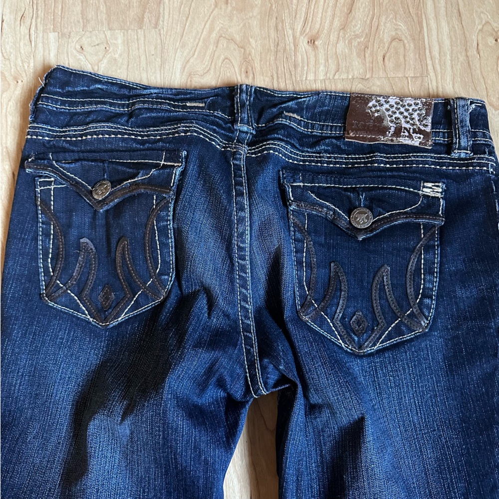 MEK DNM Dark Blue Denim Pants Embellished Pockets St Petersburg Boot Cut 32x34 - Picture 12 of 14